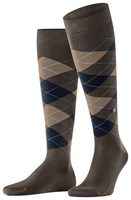 Burlington Manchester Argyle Check Sokken Chocolate