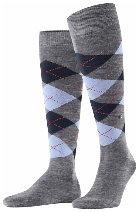 Burlington Manchester Argyle Check Sokken Concrete Melange