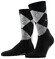 Burlington Rib Court Argyle Check Socks Black