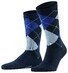 Burlington Rib Court Argyle Check Socks Marine