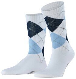 Burlington Rib Court Argyle Check Sokken Wit