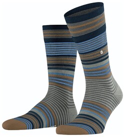 Burlington Striped Socks Sokken Donker Grijs Melange