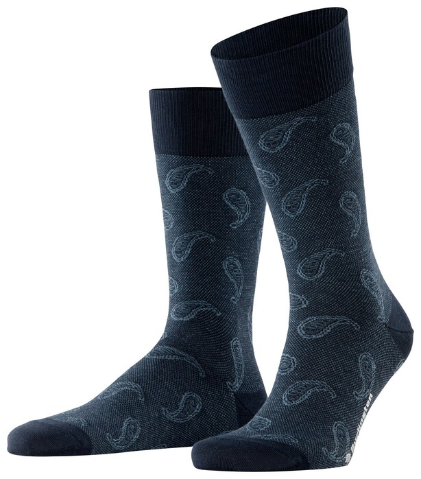 Burlington Subtle Paisley Pattern Sokken Marine