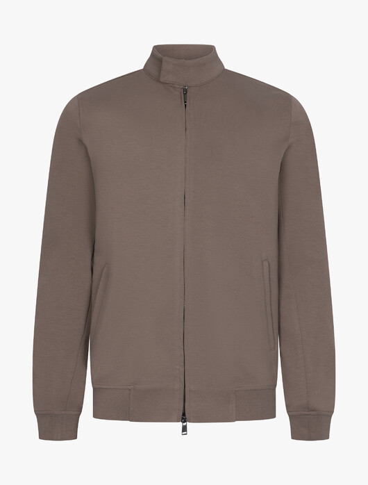 Cavallaro Napoli Baraka Full Zip Sweat Vest Donker Taupe