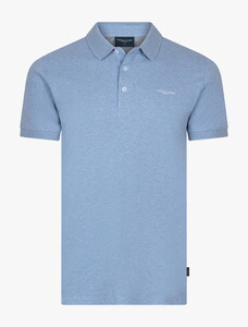 Cavallaro Napoli Bavone Organic Cotton Subtle Stretch Mélange Polo Licht Blauw Melange