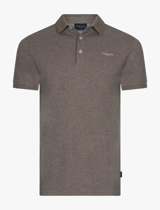 Cavallaro Napoli Bavone Organic Cotton Subtle Stretch Mélange Poloshirt Dark Taupe Melange