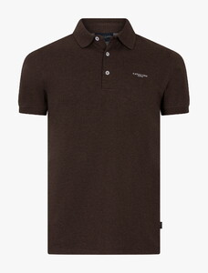 Cavallaro Napoli Bavone Organic Cotton Subtle Stretch Mélange Poloshirt Deep Dark Brown Melange