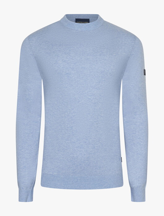 Cavallaro Napoli Cercolo Round Neck Organic Cotton Blend Trui Licht Blauw Melange