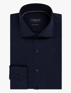 Cavallaro Napoli Compact Diagonal Twill Overhemd Donker Blauw