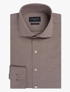 Cavallaro Napoli Compact Diagonal Twill Overhemd Donkerbruin-Wit