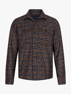 Cavallaro Napoli Fasanio Luxury Check Overshirt Camel-Dark Blue