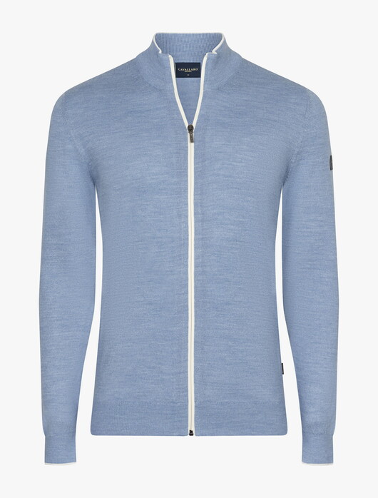 Cavallaro Napoli Fontanio Full Zip Cardigan Vest Licht Blauw Melange
