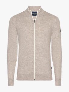 Cavallaro Napoli Fontanio Full Zip Cardigan Vest Light Taupe Melange