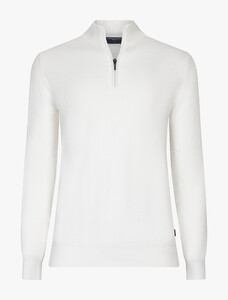 Cavallaro Napoli Levanzio Half Zip Fine Texture Cotton Cashmere Pullover Off White