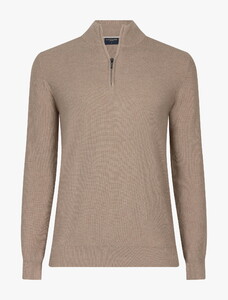 Cavallaro Napoli Levanzio Half Zip Fine Texture Cotton Cashmere Pullover Taupe
