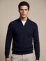 Cavallaro Napoli Levanzio Half Zip Fine Texture Cotton Cashmere Trui Donker Blauw