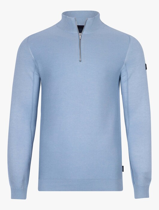 Cavallaro Napoli Linate Half Zip Pullover Trui Licht Blauw