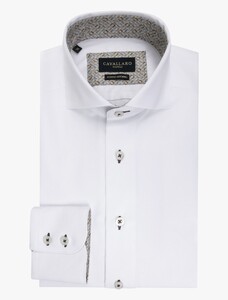 Cavallaro Napoli Luino Subtle Contrast Stitching Overhemd Wit