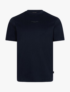 Cavallaro Napoli Luvati Mercerized Cotton Fine Tone-on-Tone Chest Logo T-Shirt Dark Evening Blue