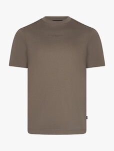 Cavallaro Napoli Luvati Mercerized Cotton Fine Tone-on-Tone Chest Logo T-Shirt Donker Taupe