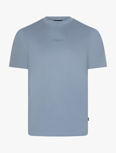 Cavallaro Napoli Luvati Mercerized Cotton Fine Tone-on-Tone Chest Logo T-Shirt Licht Blauw