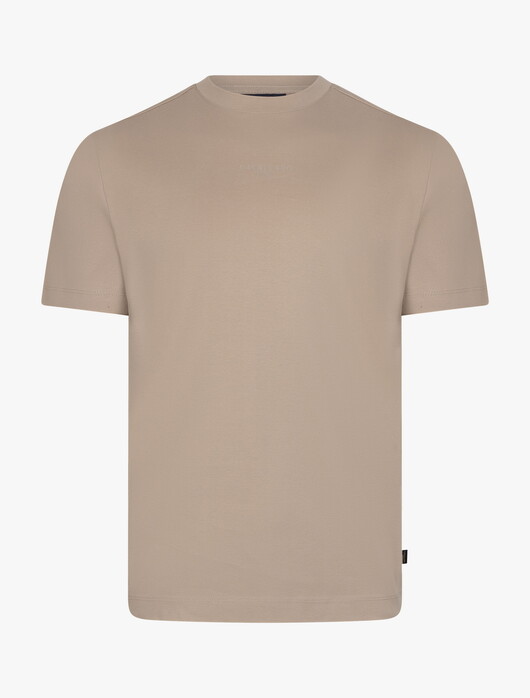 Cavallaro Napoli Luvati Mercerized Cotton Fine Tone-on-Tone Chest Logo T-Shirt Light Taupe