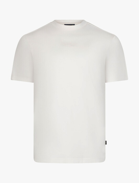 Cavallaro Napoli Luvati Mercerized Cotton Fine Tone-on-Tone Chest Logo T-Shirt Off White