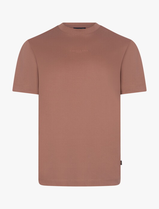 Cavallaro Napoli Luvati Mercerized Cotton Fine Tone-on-Tone Chest Logo T-Shirt Oud Roze