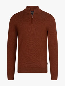 Cavallaro Napoli Merino Half Zip Trui Burnt Red