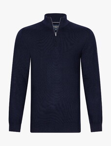 Cavallaro Napoli Merino Half Zip Trui Donker Blauw