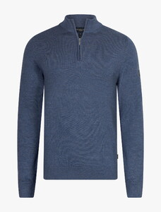 Cavallaro Napoli Merino Half Zip Trui Midden Blauw