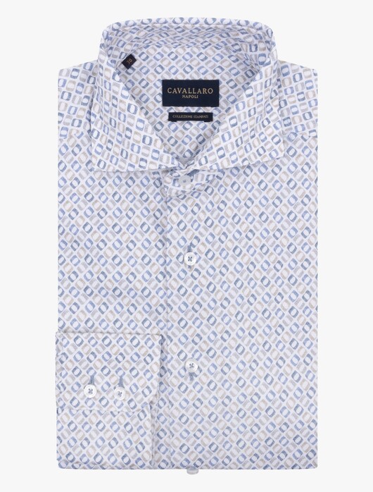 Cavallaro Napoli Midoti Graphic Fantasy Pattern Overhemd Greyblue-Kitt