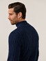 Cavallaro Napoli Organto Half Zip Cable Cotton Wool Trui Donker Blauw