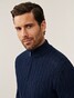 Cavallaro Napoli Organto Half Zip Cable Cotton Wool Trui Donker Blauw
