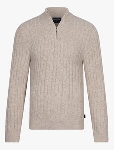 Cavallaro Napoli Organto Half Zip Cable Cotton Wool Trui Kitt