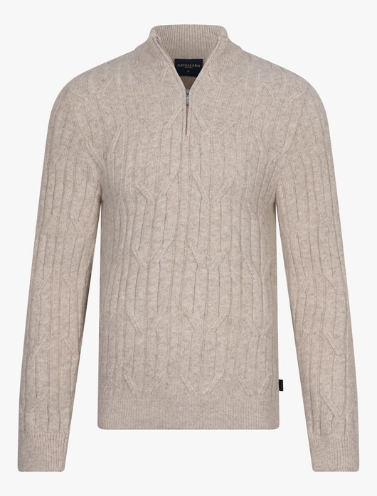 Cavallaro Napoli Organto Half Zip Cable Cotton Wool Trui Kitt