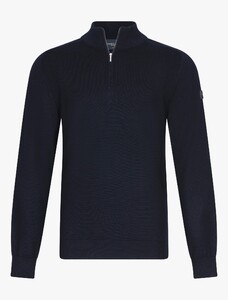 Cavallaro Napoli Palio Half Zip Subtle Rib Detail Pullover Dark Evening Blue