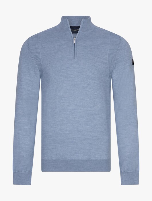 Cavallaro Napoli Palio Half Zip Subtle Rib Detail Trui Licht Blauw