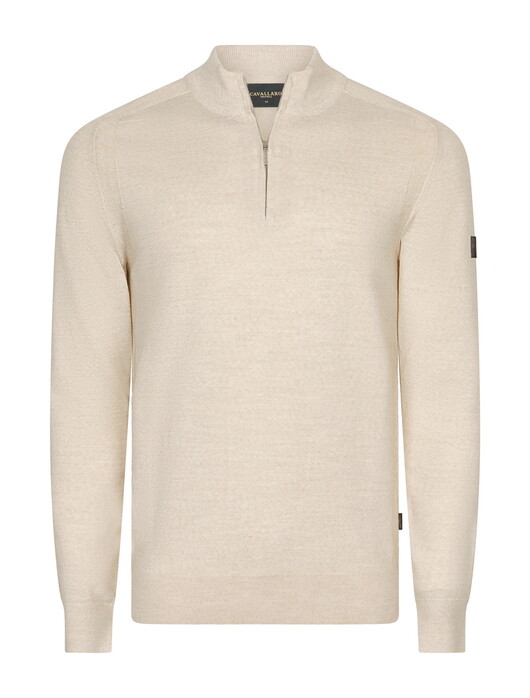 Cavallaro Napoli Palio Half Zip Wool Blend Trui Kitt
