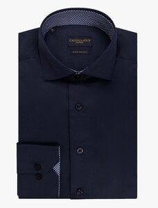 Cavallaro Napoli Peligno Doppio Ritorto Overhemd Donker Blauw