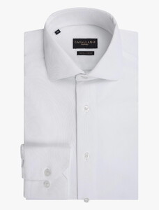 Cavallaro Napoli Ratiero Fine Oxford Weave Easy-Iron Overhemd Wit