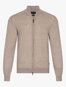 Cavallaro Napoli Saronno Full Zip Mélange Merino Cardigan Light Camel