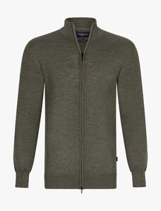 Cavallaro Napoli Saronno Full Zip Mélange Merino Cardigan Mid Green