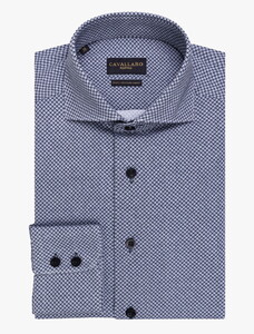 Cavallaro Napoli Savelli Mini Pattern Overhemd Donker Blauw