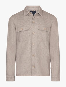 Cavallaro Napoli Spinomo Herringbone Pattern Overshirt Light Taupe