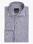 Cavallaro Napoli Tarente Linnen Blend Stripe Overhemd Donker Blauw-Wit