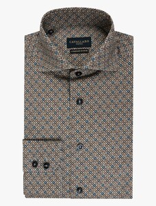 Cavallaro Napoli Tresto Collezione Stampati Dobby Weave Overhemd Brown Coffee