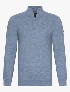 Cavallaro Napoli Uni Color Merino Half Zip Pullover Greyblue