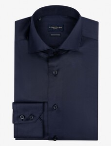 Cavallaro Napoli Uni Widespread Doppio Ritorto Two-Ply Cotton Overhemd Donker Blauw