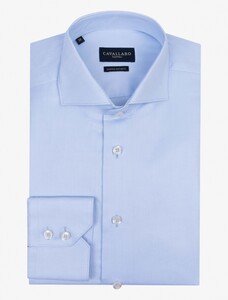 Cavallaro Napoli Uni Widespread Doppio Ritorto Two-Ply Cotton Overhemd Licht Blauw
